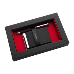 Cardholder & rollerball pen set — Negru